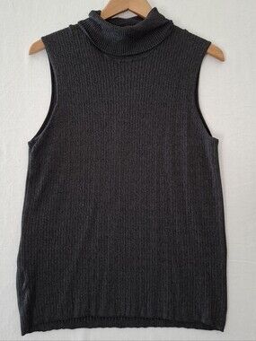 Jones Wear Womens Slate Gray Turtle Neck Sleeveless Sweater  Sz XL  New W/Tags